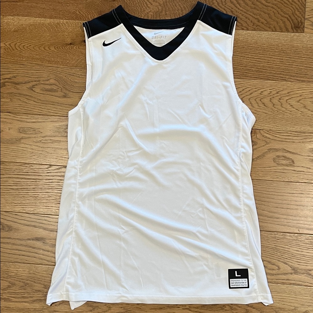 Nike White and Black Athletic Tank